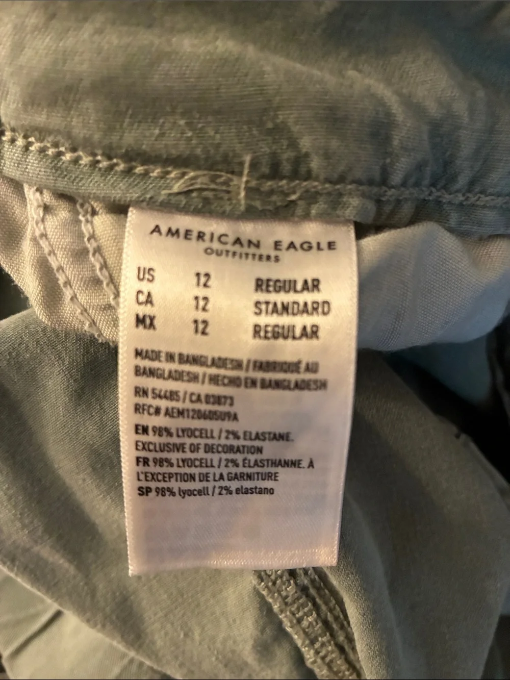 American Eagle Green Cargo Mid Rise Baggy Wide Leg Pants Y2K skater Gorpcore